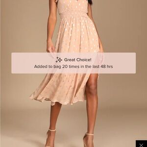 Polka Dot Midi Dress in Beige